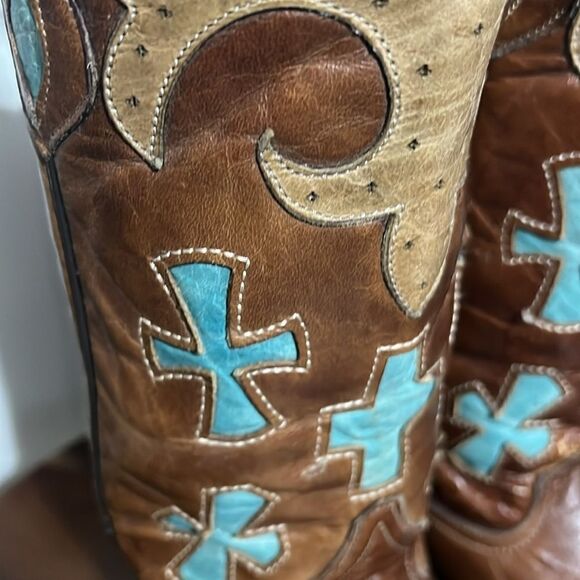 🔥Custom Soft Leather Stitched Western Pecos Bill Cowgirl Boots Wood Soles Sz 5 - Picture 8 of 13